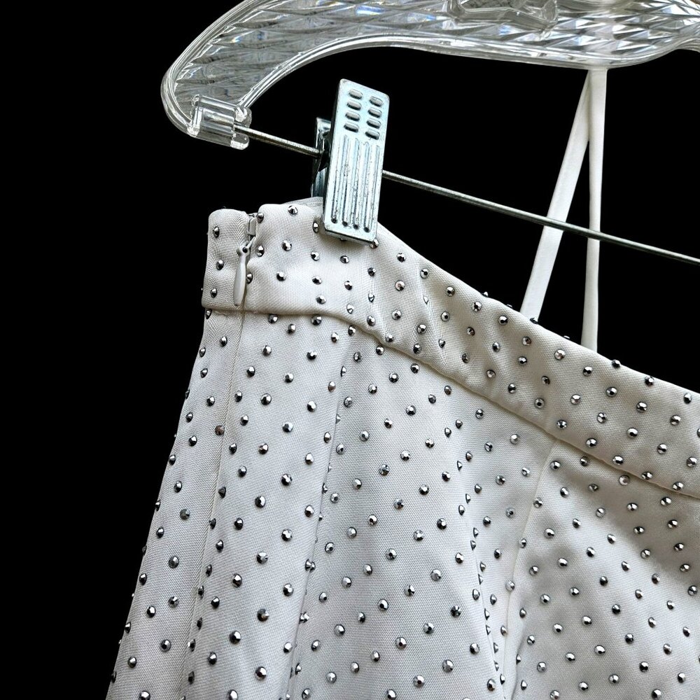 Nadine Merabi White Rhinestone Kira Two-Piece Set Top L Pants XL New - Picture 13 of 16